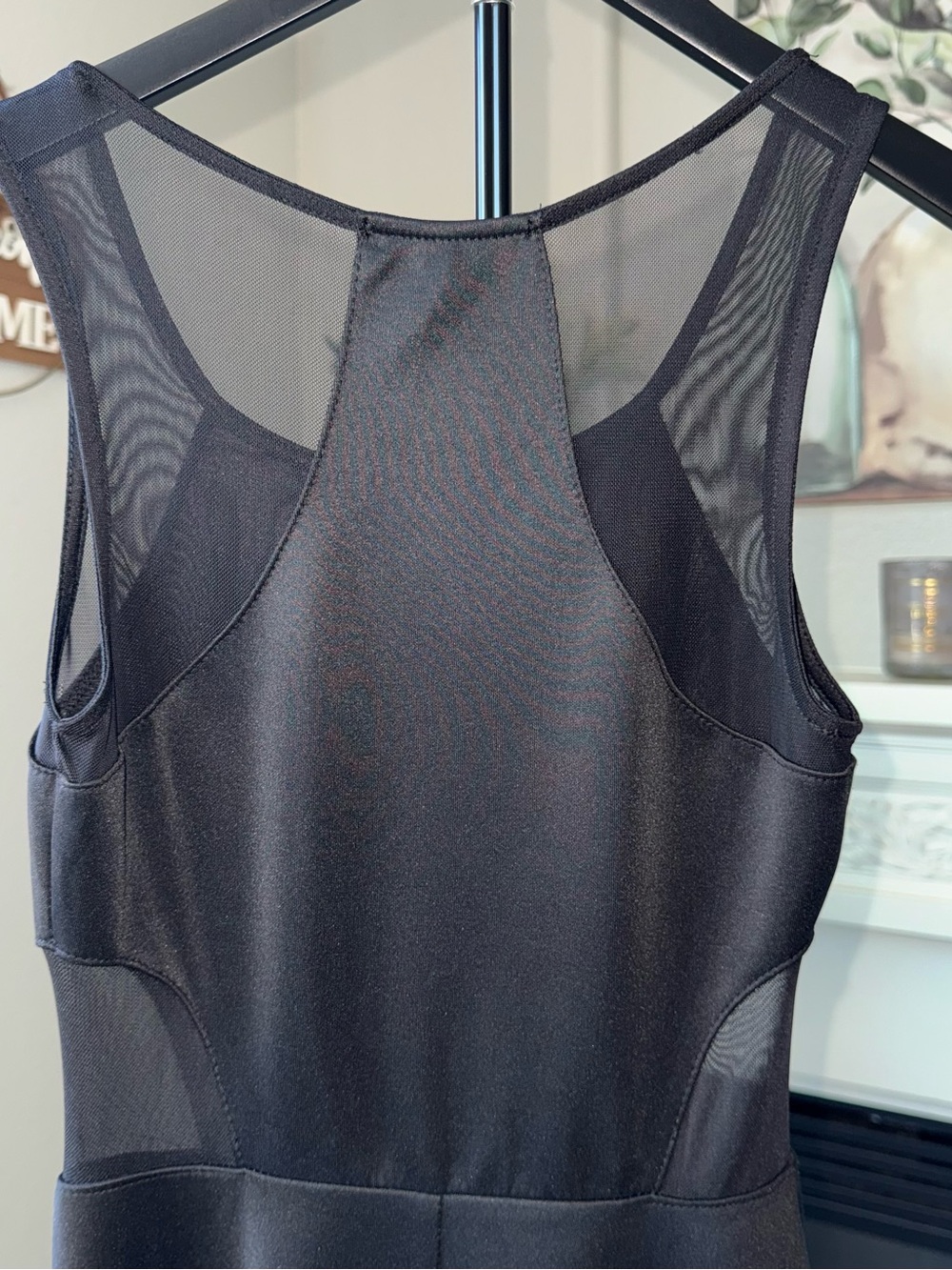 Forever 21 Dress Womens Small Black Mesh Panel Skater Fit Flare Sleeveless Mini - Picture 6 of 11